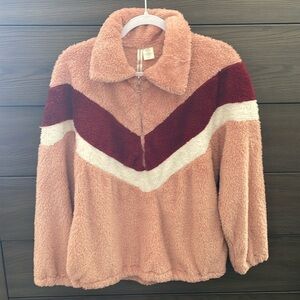 NWOT Forgotten Grace Chevron Quarter Zip Sz L